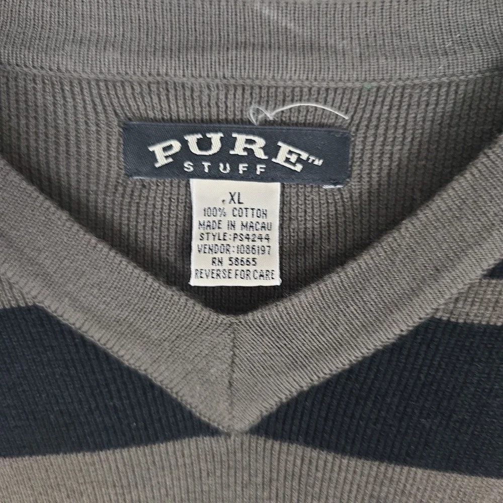 Pure Stuff Mens VTG Striped Vneck Sweater XL Brown Black Grunge 90s‎ Skater Y2K